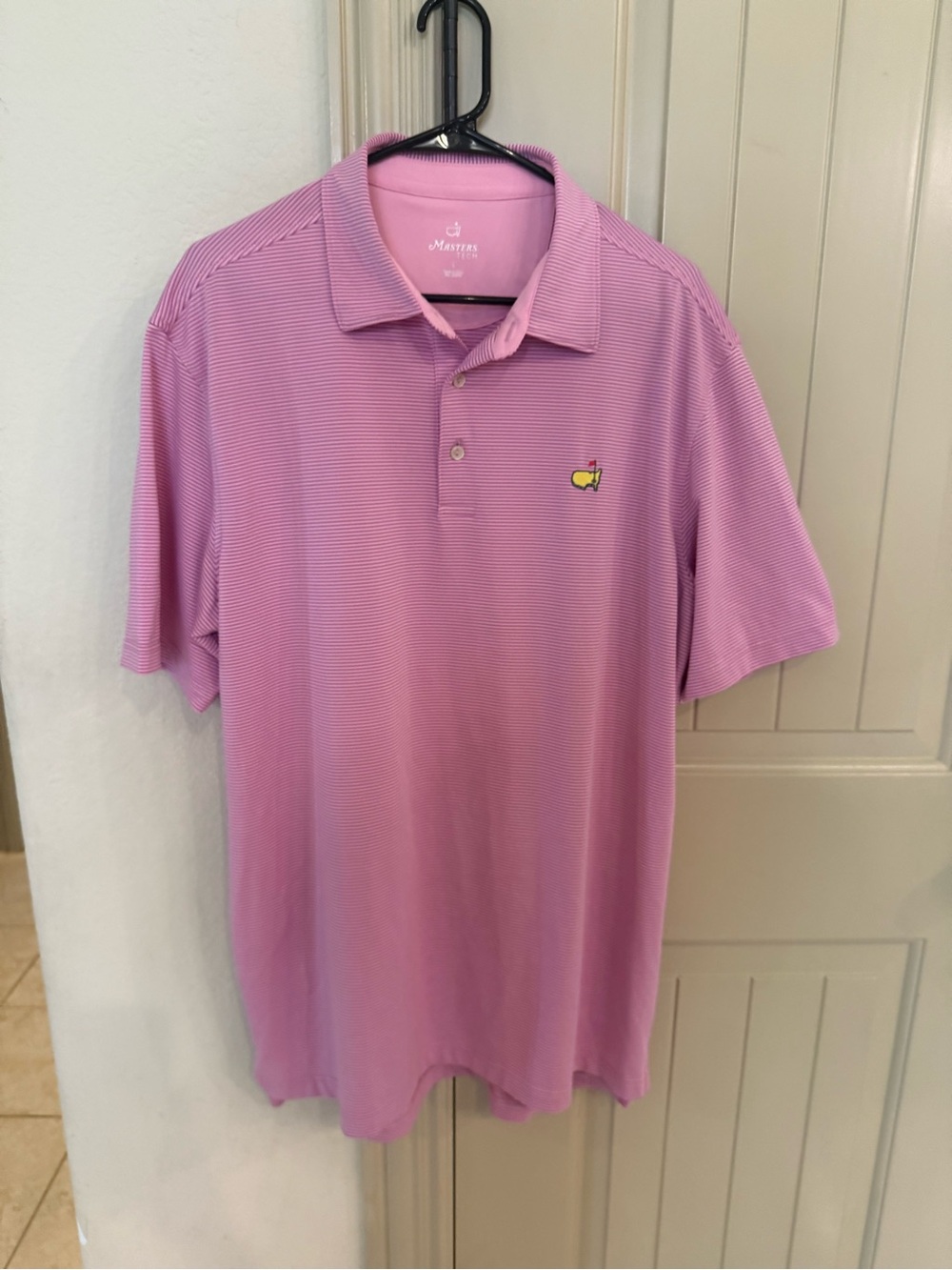 Masters Tech Pink Striped Performance Polo Size large